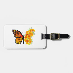 Flower Butterfly with Yellow California Poppy Luggage Tag
