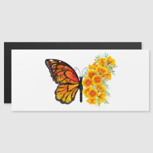 Flower Butterfly with Yellow California Poppy Magnetic Invitation