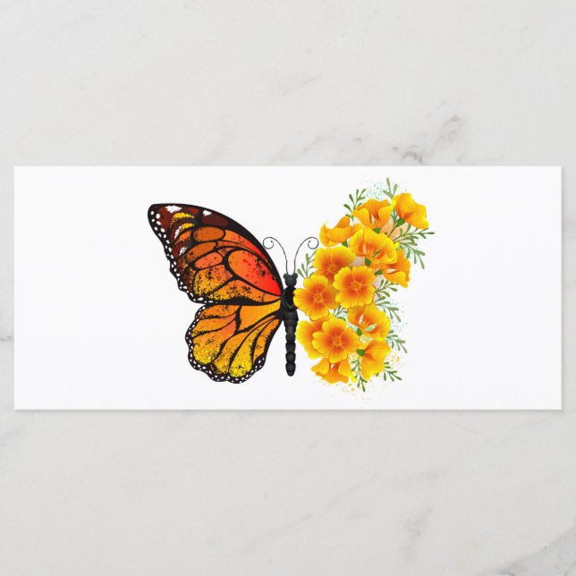 Flower Butterfly with Yellow California Poppy Menu (Front)