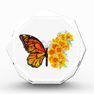 Flower Butterfly with Yellow California Poppy Photo Block