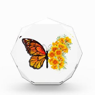 Flower Butterfly with Yellow California Poppy Photo Block