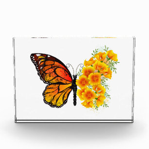 Flower Butterfly with Yellow California Poppy Photo Block