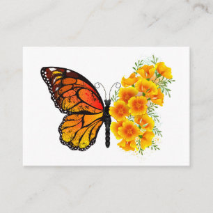 Flower Butterfly with Yellow California Poppy Place Card