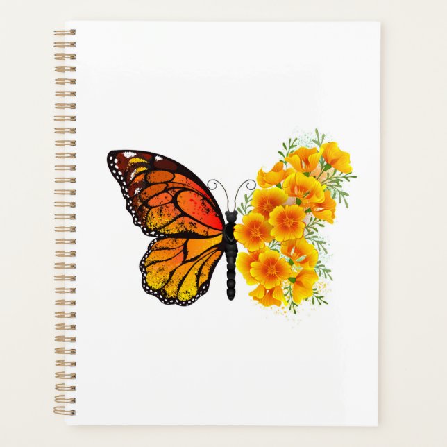 Flower Butterfly with Yellow California Poppy Planner (Front)