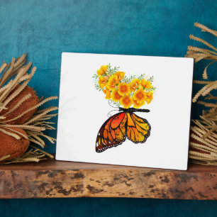 Flower Butterfly with Yellow California Poppy Plaque
