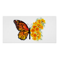 Flower Butterfly with Yellow California Poppy