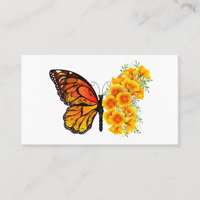 Flower Butterfly with Yellow California Poppy Referral Card (Front)
