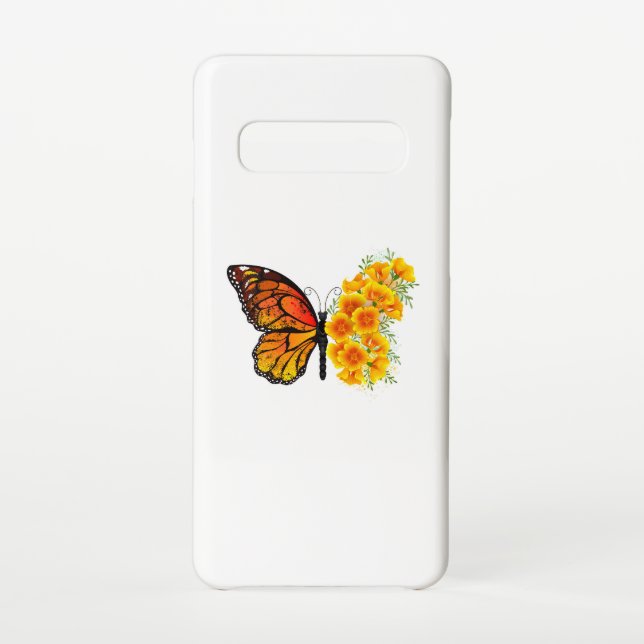 Flower Butterfly with Yellow California Poppy Samsung Galaxy Case (Back)