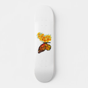 Flower Butterfly with Yellow California Poppy Skateboard