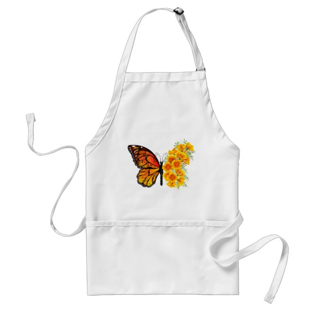 Flower Butterfly with Yellow California Poppy Standard Apron (Front)