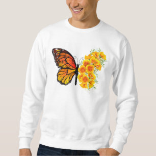 Flower Butterfly with Yellow California Poppy Sweatshirt