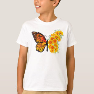 Flower Butterfly with Yellow California Poppy T-Shirt