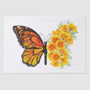 Flower Butterfly with Yellow California Poppy Tissue Paper