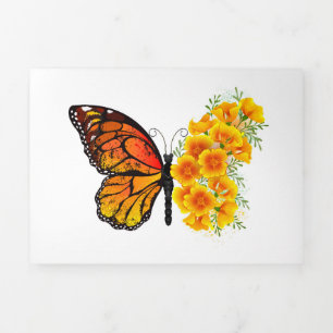 Flower Butterfly with Yellow California Poppy Tri-Fold Programme
