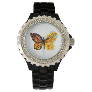 Flower Butterfly with Yellow California Poppy Watch