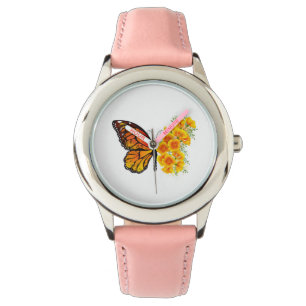 Flower Butterfly with Yellow California Poppy Watch