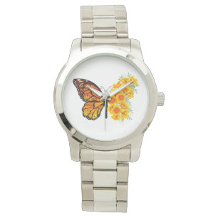 Flower Butterfly with Yellow California Poppy Watch