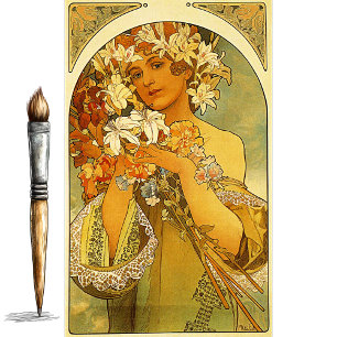 Flower by Alphonse Mucha Tissue Paper