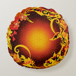 flower carp round cushion