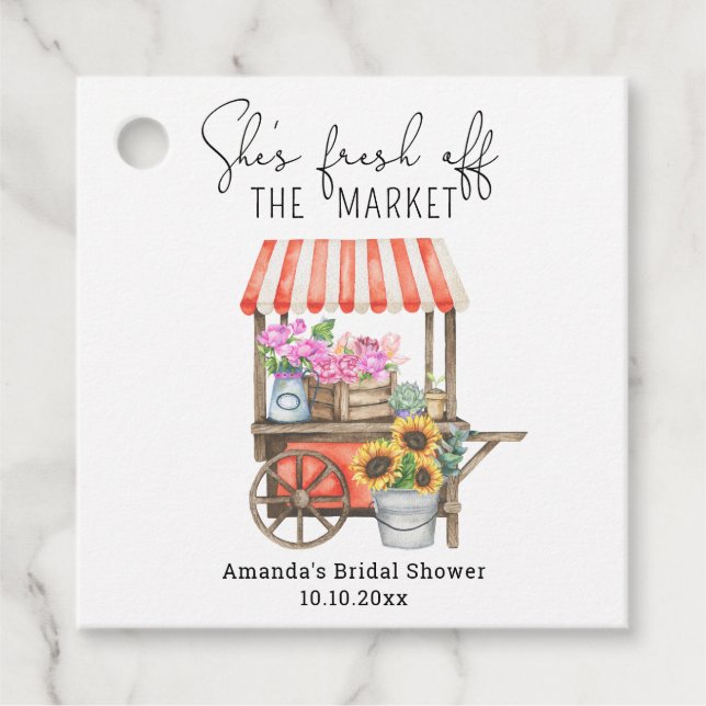 Flower Cart Bridal Shower  Favour Tags (Front)