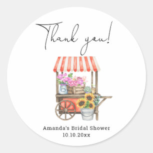 Flower Cart Bridal Shower Thank you Classic Round Sticker