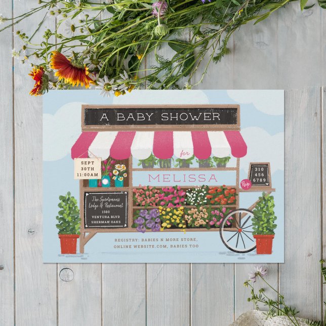 Flower Cart Farmer's Market Baby Shower Invitation (Creator Uploaded)