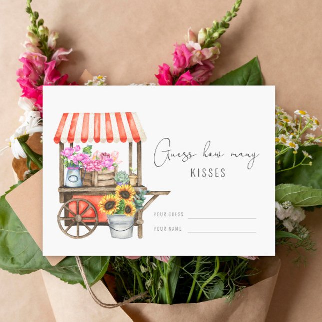 Flower cart - Guess how many kisses bridal game Enclosure Card (Creator Uploaded)