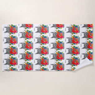 Flower Cat Beach Towel