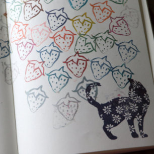 Flower Cat Blue Daisy Cats Self-inking Stamp