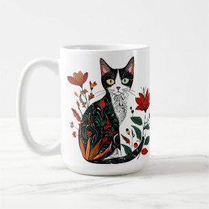 Flower Cat Design Coffee Mug For Pet Lovers
