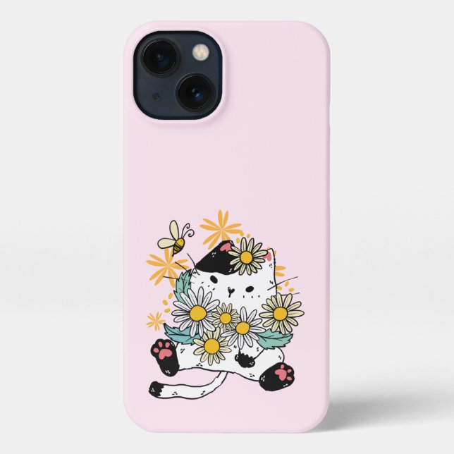 flower cat iPhone case (Back)
