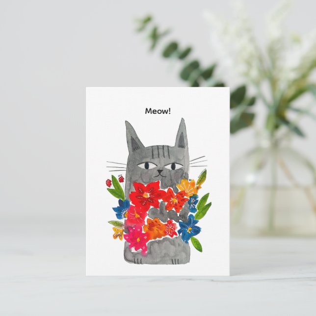 Flower Cat Postcard (Standing Front)