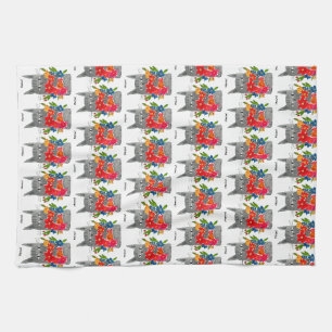 Flower Cat Tea Towel