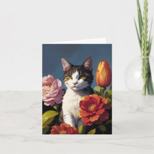 flower cat thank you card