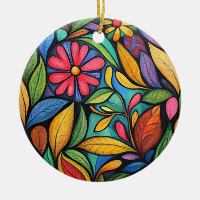 Flower  ceramic tree decoration (Front)