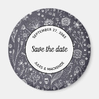 Flower Chalkboard Monochrome Modern Save the Date