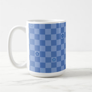 Flower Checkered Pattern No. 01 - Light Blue Coffee Mug
