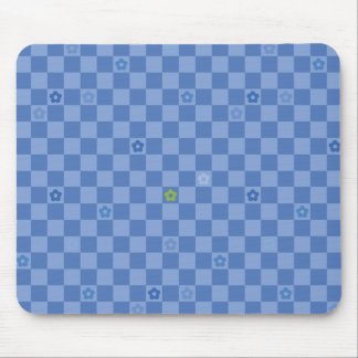 Flower Checkered Pattern No. 01 - Light Blue Mouse Pad
