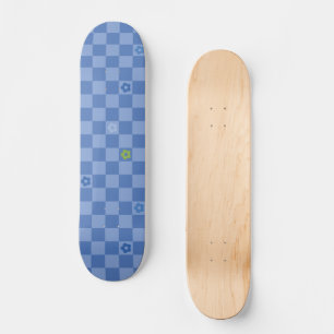 Flower Checkered Pattern No. 01 - Light Blue Skateboard