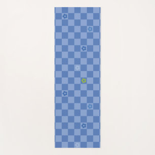 Flower Checkered Pattern No. 01 - Light Blue Yoga Mat