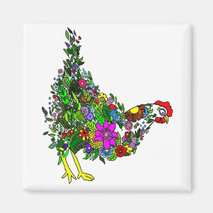 Flower Chicken Magnet