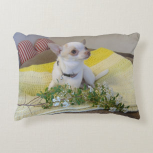 Flower Chihuahua Accent Pillow