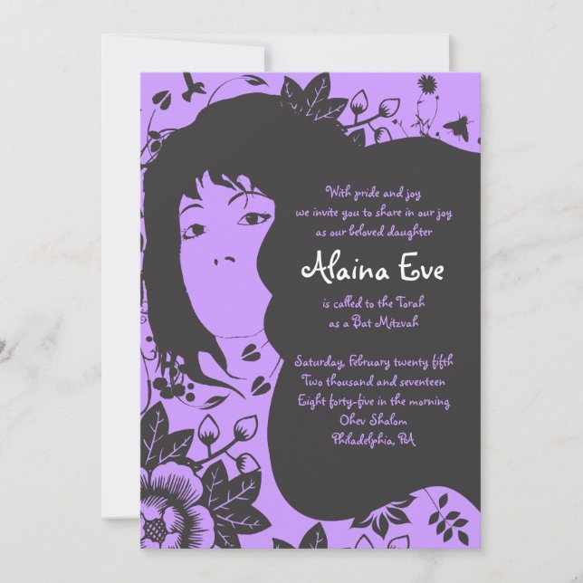 FLOWER CHILD Bar Bat Mitzvah Invitation Invite (Front)