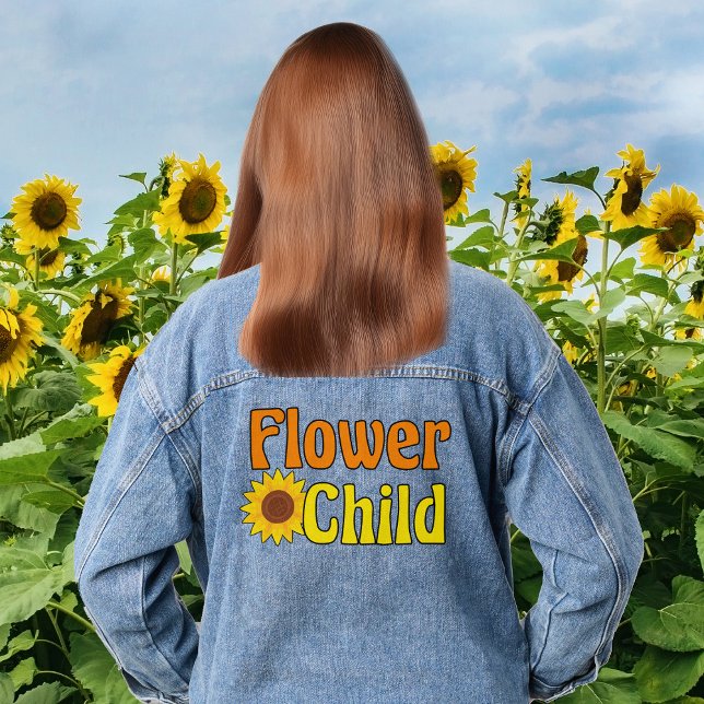 Flower Child Cute Hippie Sunflower Denim Jacket (Creator Uploaded)