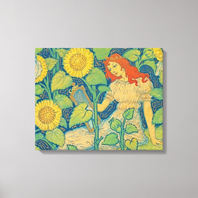 Flower Child Woman in Sunflower Garden Canvas Print (Front)