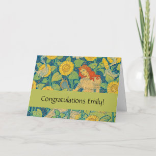Flower Child Woman in Sunflower Garden Card