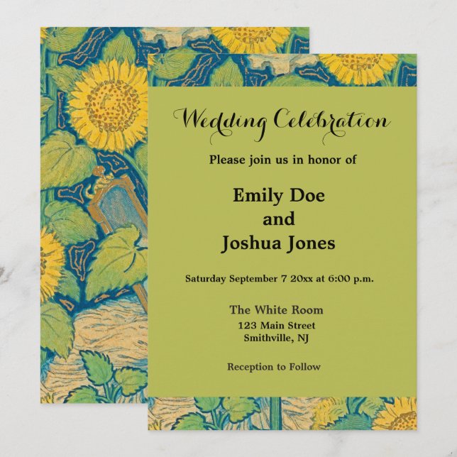 Flower Child Woman in Sunflower Garden Invitation (Front/Back)