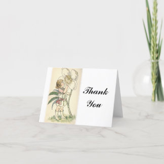 Flower Children Vintage Illustration Winter Rose Thank You Card