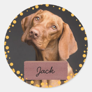 flower christmas holiday Custom Dog Photo  Classic Round Sticker