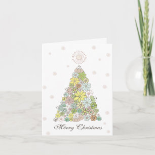 Flower Christmas Tree Family Photo Card Template
